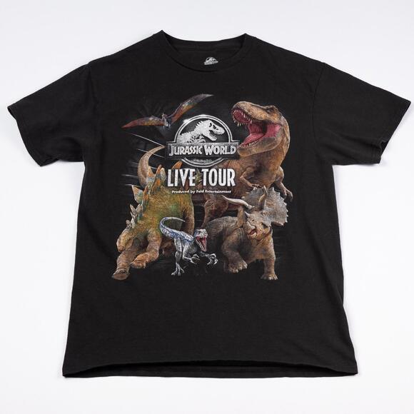 Jurassic World Live Tour T-Shirt Unisex M Black Double-Sided Graphic Rare - Picture 1 of 7
